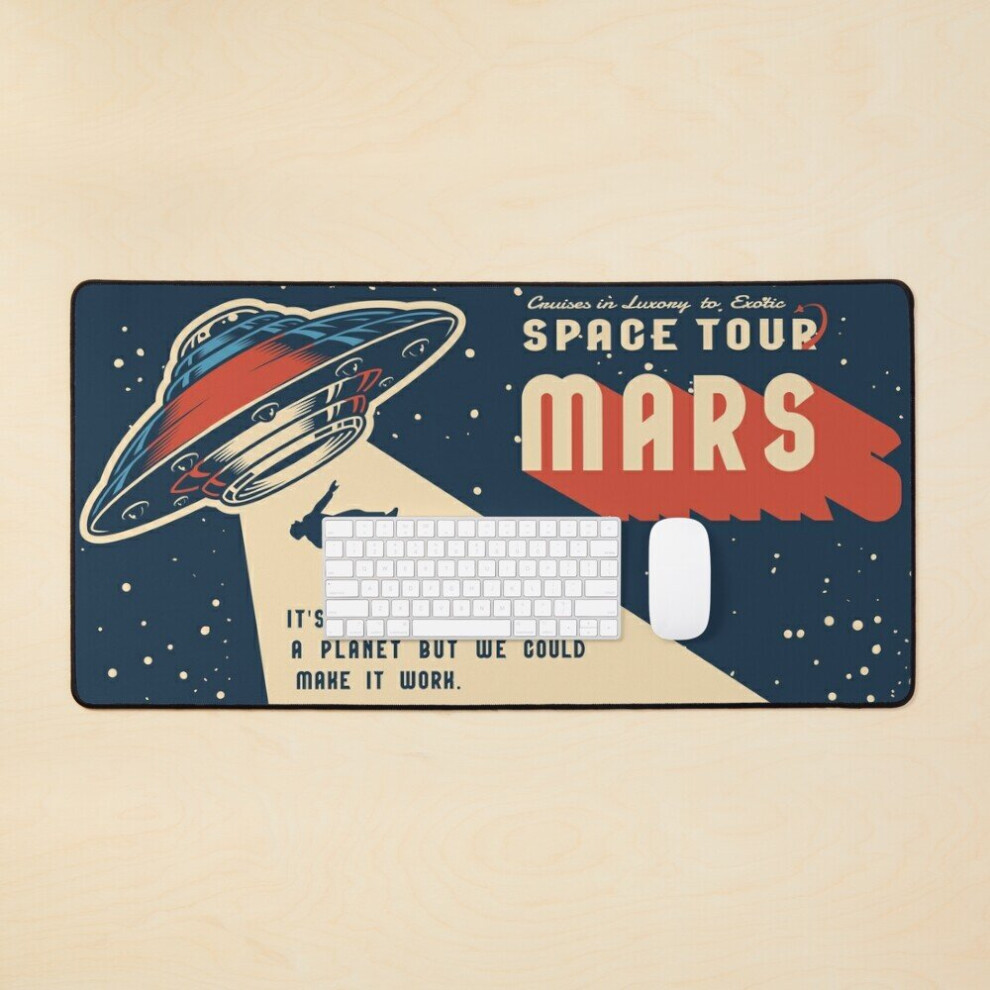 Desk Mat Space Tour Mars Vintage Space Exploration Large Gaming Mouse Pad 35X16 Inch 7802738358384