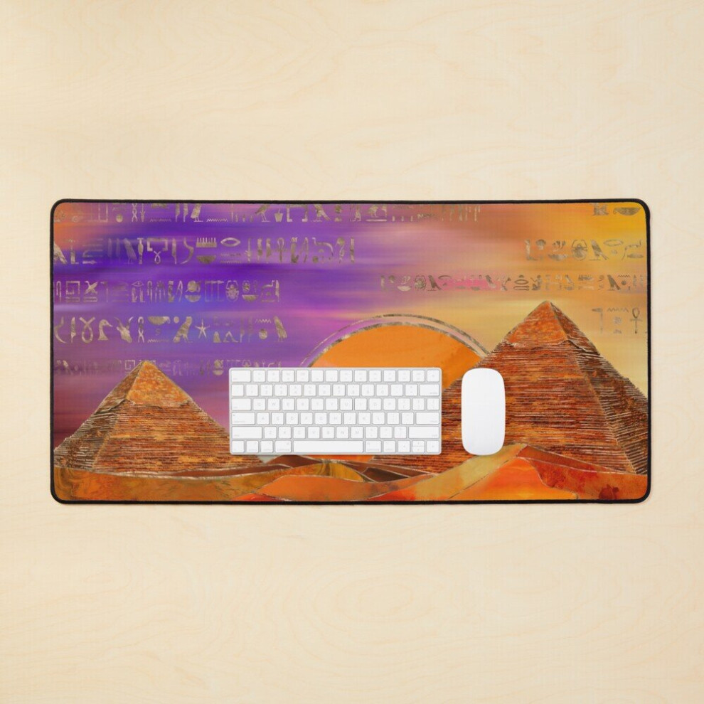 Desk Mat Egyptian Pyramids Landscape Mixed Media Large Gaming Mouse Pad 35X16 Inch 7802738387650
