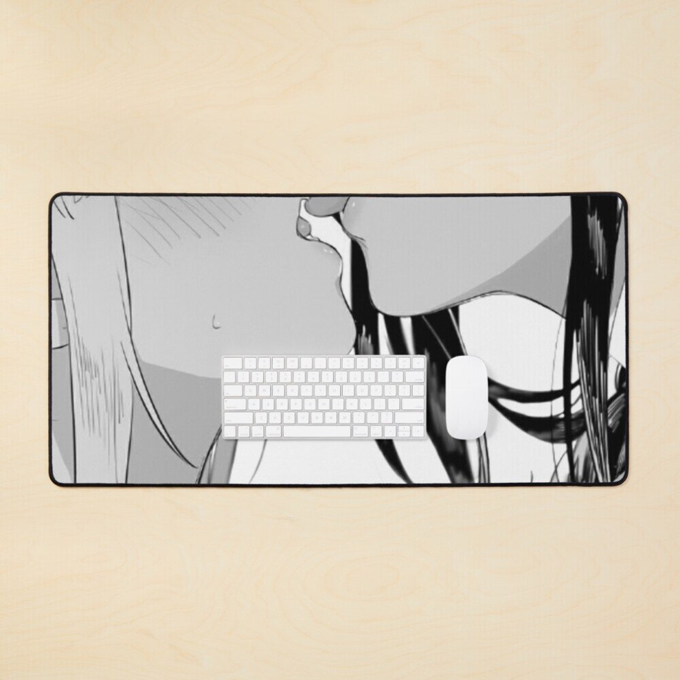 Desk Mat Two Anime Girls Kiss Large Gaming Mouse Pad 35X16 Inch 7802738375718