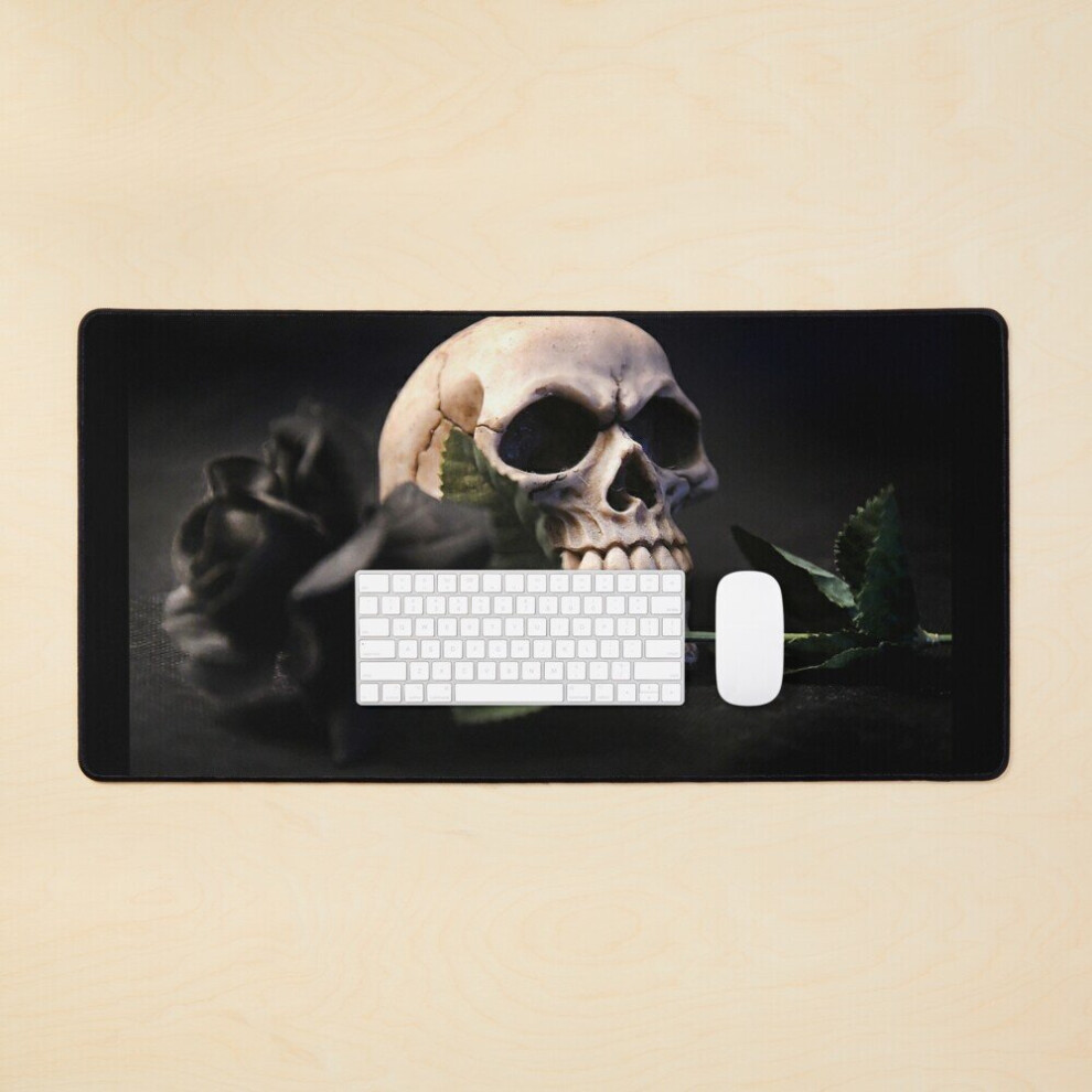 Desk Mat Skull With Rose Large Gaming Mouse Pad 35X16 Inch 7802738374124