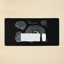Desk Mat The human brain: scientific illustration Large Gaming Mouse Pad 35x16 inch