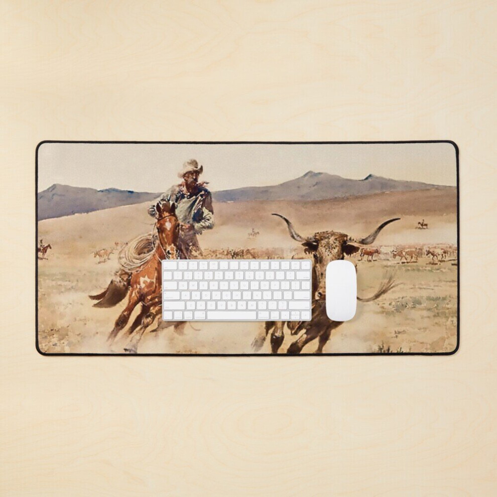 Desk Mat California Vaquero By Edward Borein Large Gaming Mouse Pad 35X16 Inch 7802738395945