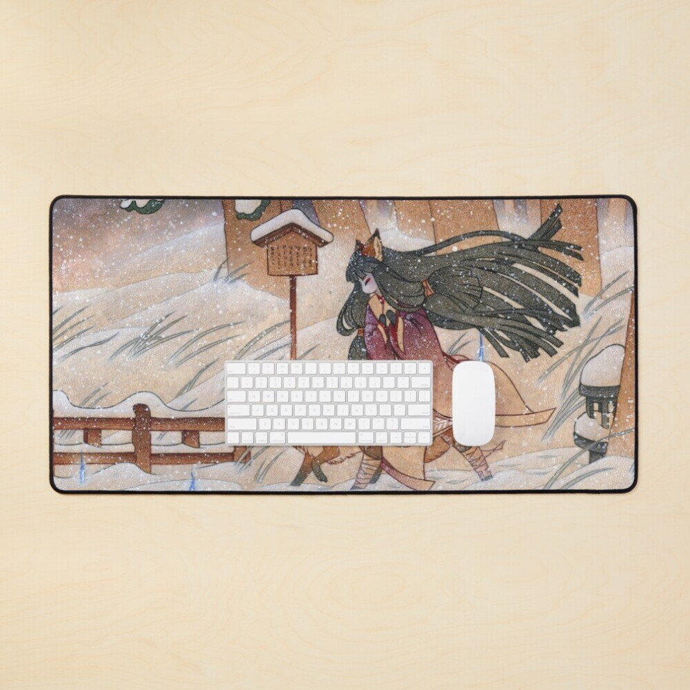 Desk Mat Blustery - Kitsune Yokai Teakitsune Large Gaming Mouse Pad 35X16 Inch 7802738314779