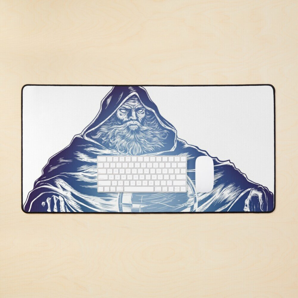 Desk Mat Pondering The Orb - Detailed Meme Illustration Large Gaming Mouse Pad 35X16 Inch Blue 7802738400120