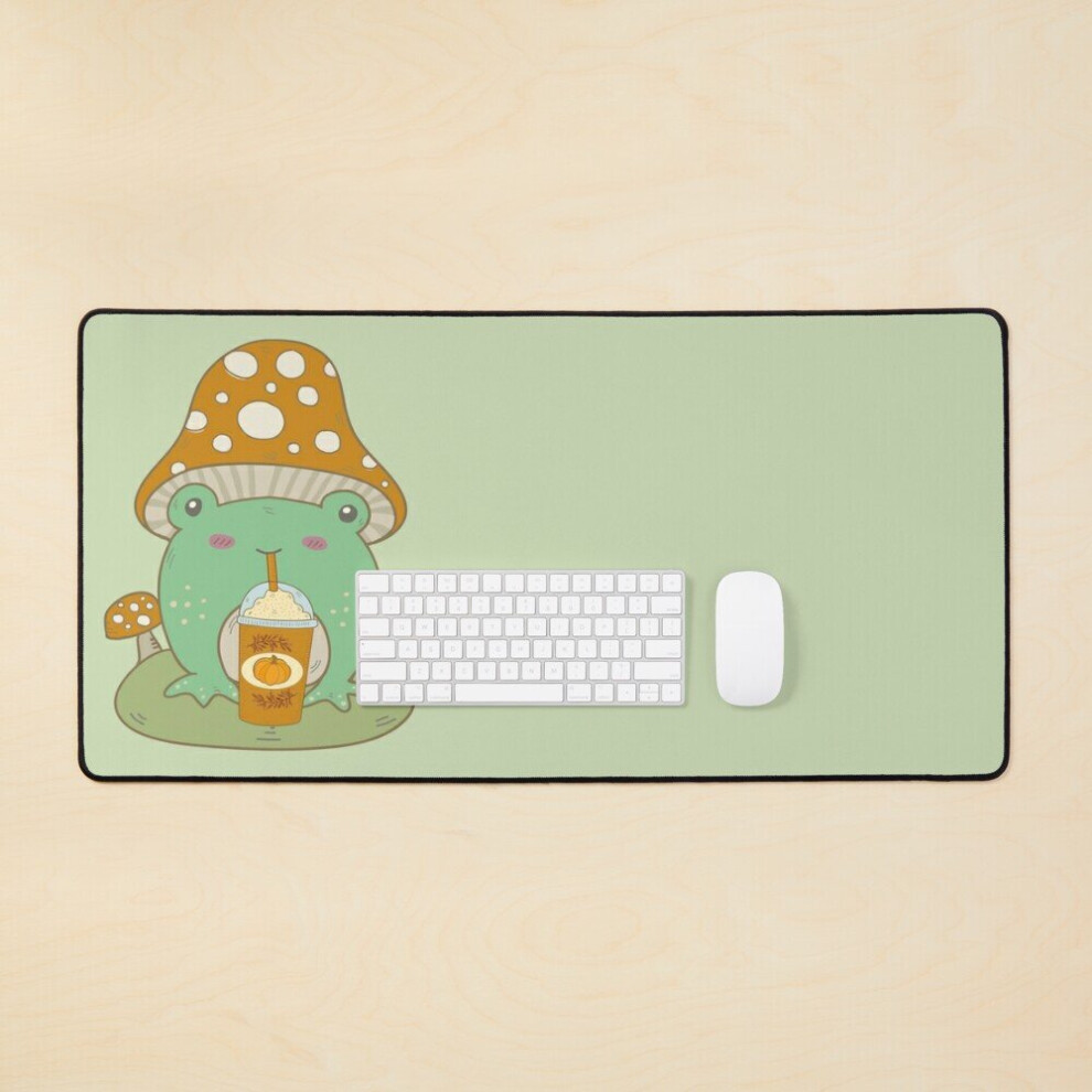 Desk Mat Cottagecore Frog Pumpkin Spice Latte Large Gaming Mouse Pad 35X16 Inch 7802738338164