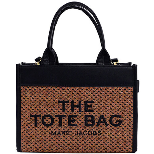 (Brown) Women Handbag Large Straw Shoulder Tote Bag for School Work Shopping