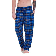 (Royal-Blue Check, 3XL) Malay Mens Flannel Pyjama Bottoms Brushed Cotton Check Lounge Pants Nightwear M-5XL
