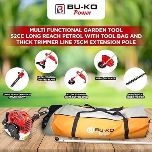 BUKO 52cc Long Reach Petrol Multi Functional Garden Tool Petrol