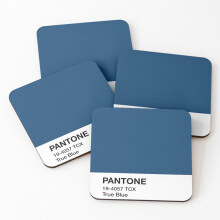 Pantone True Blue Leather Coasters - Set of 4, 4x4 inches, Non-Slip, Protective & Stylish Table Decor