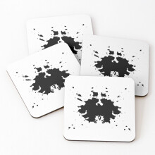 Leather Coasters Rorschach inkblot random symmetrical abstract ink Set of 4 / 4 x 4 inch