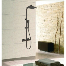 (200x200mm) AICA Thermostatic Shower Mixer Matte Black Square Set