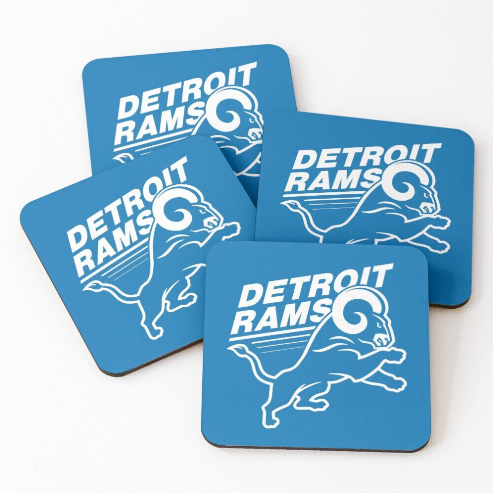 Leather Coasters Detroit Rams Set of 4 / 4 x 4 inch-image-OPC-PCGW5HT-NEW
