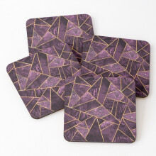 Leather Coasters Plum Stone Set of 4 / 4 x 4 inch