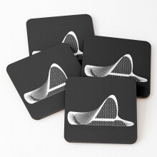 Leather Coasters Zaha Hadid - Heydar Aliyev Center - white outline Set of 4 / 4 x 4 inch