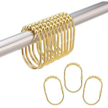 Shower Curtain Hooks Rings, Metal Wide Shower Curtain Rings Hooks For Bathroom Shower Rod Curtains, Golden, Set Of 12