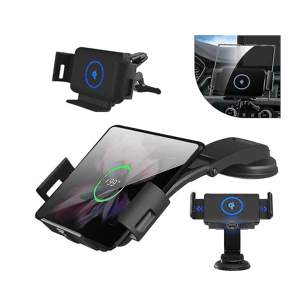 Wireless Car Charger Holder Compatible For Galaxy Z Fold 3/fold 2, Air Vents And Dashboard [15w Qi Fast Charge]