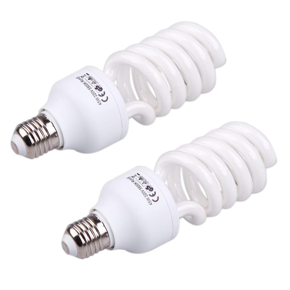 2x Compact E27 220v 5500k 45w Photo Studio Bulb Video Photography Daylight Light Lamp White-image-OPC-PCH8XSQ-NEW