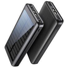 30000mah Solar Power Bank, Portable Charger Battery With 2 Output And 2 Input Ports, Universal Usb C Power Bank With Flashlight And 4led Indicator For