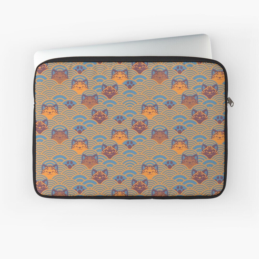 Laptop Sleeve Japanese Waves And Kais - Modern Blue And Orange 10 12 13 15 17 Inch Case Notebook Tablet Carrying Bag Cover Blue,Orange 7802738511802