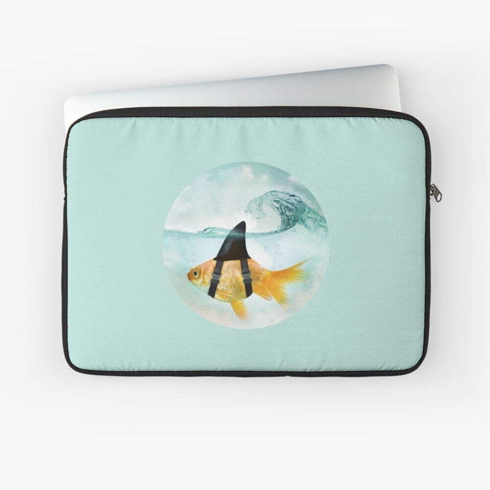 Laptop Sleeve Goldfish With A Shark Fin Riding A Wave 10 12 13 15 17 Inch Case Notebook Tablet Carrying Bag Cover 7802738453645