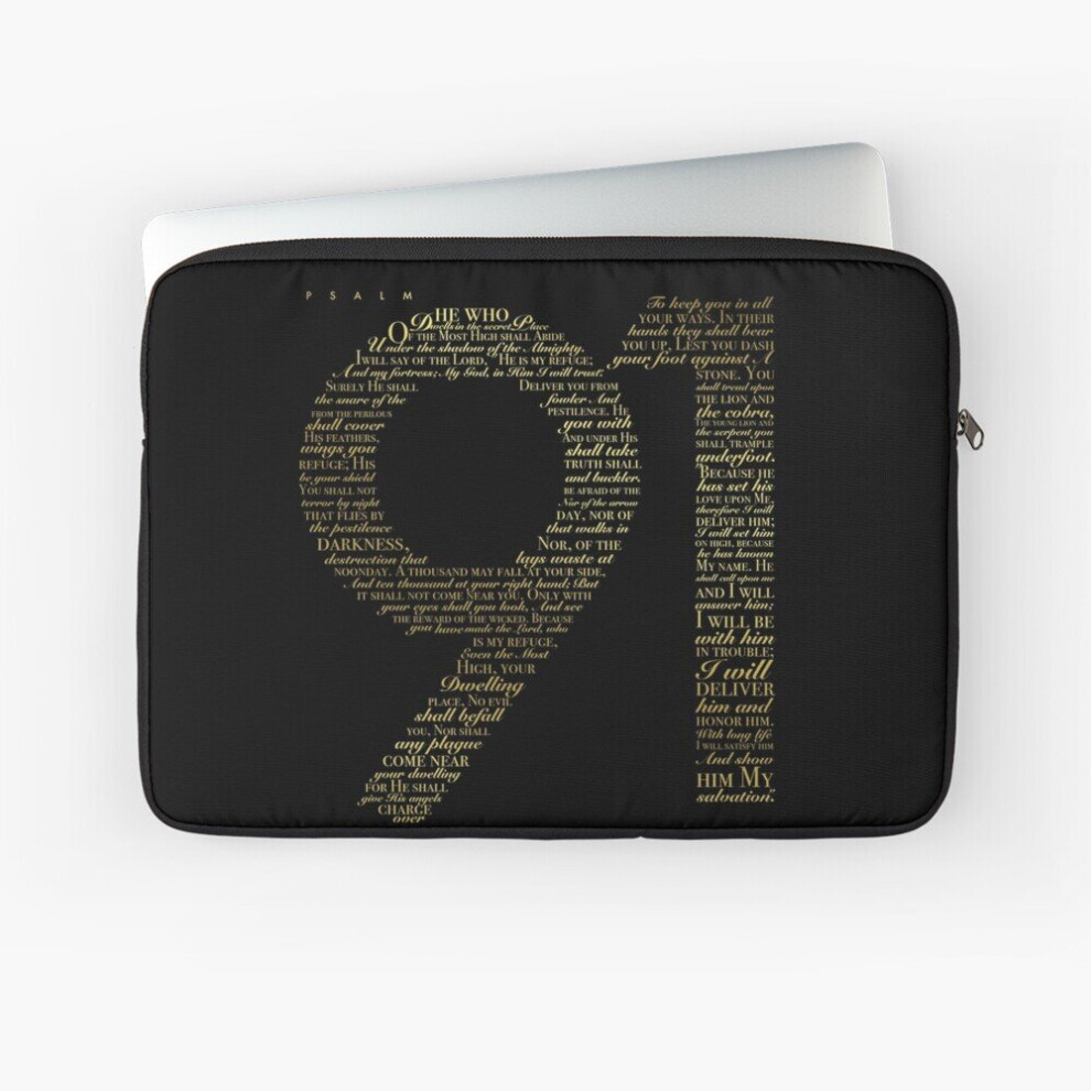 Laptop Sleeve Psalm 91 - Black And Gold 10 12 13 15 17 Inch Case Notebook Tablet Carrying Bag Cover Black,Gold 7802738469950