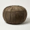 Homescapes Brown Leather & Suede Round Pouffe Footstool 1