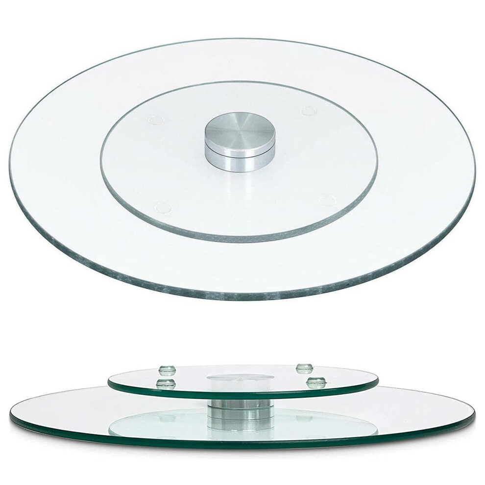 GEEZY Lazy Susan Glass Rotating Cake Stand Turntable Plate Display Serving Dish