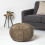 Homescapes Brown Leather & Suede Round Pouffe Footstool 2