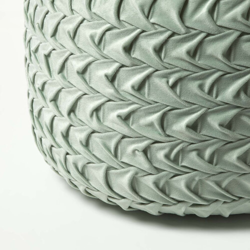Homescapes (Green) Grace Pleated Velvet Pouffe 2