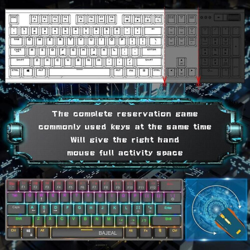 Portable 60% True Mechanical Gaming Keyboard And Mouse Wired Mice 1