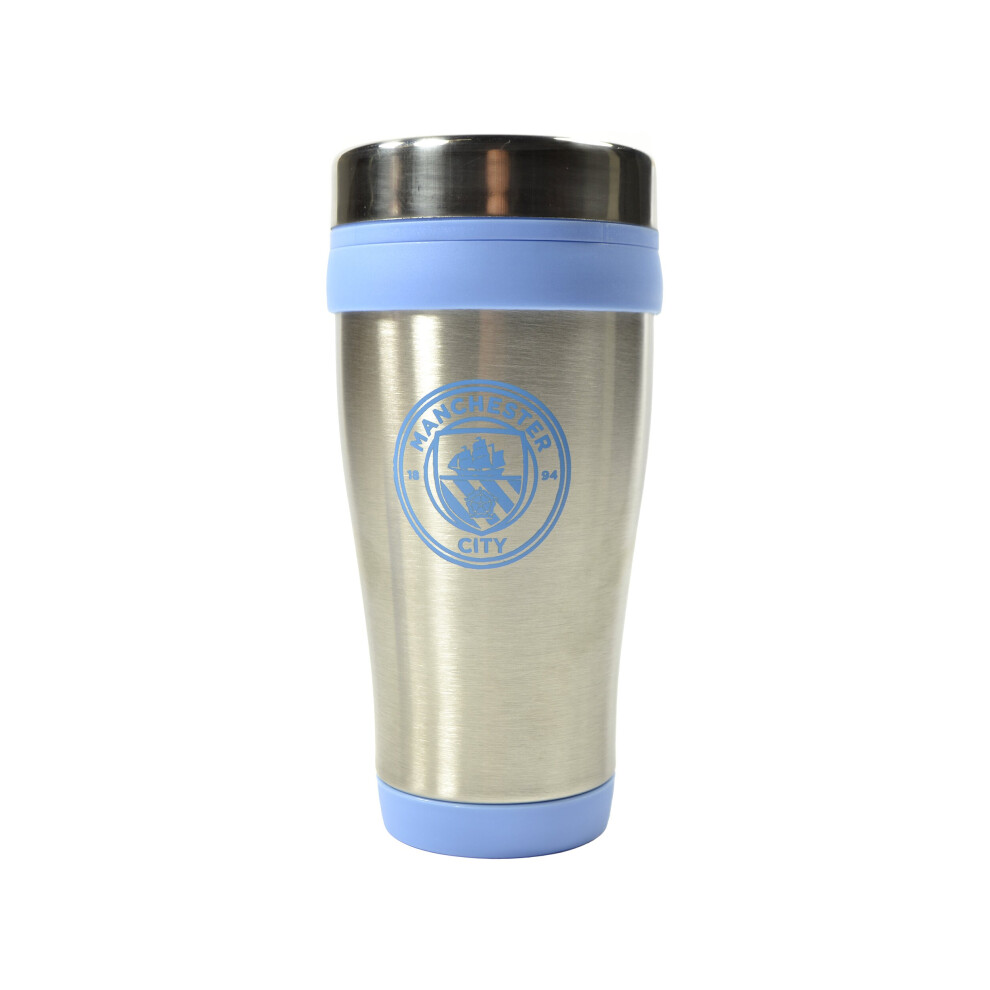 (Manchester City FC) Football Executive Handleless Metallic Travel Mug