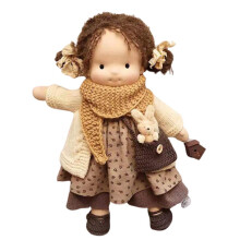 ( Yellow) Handmade Waldorf Doll, 11 inch Knitted Plush Stuffed Toy Christmas Birthday Gift