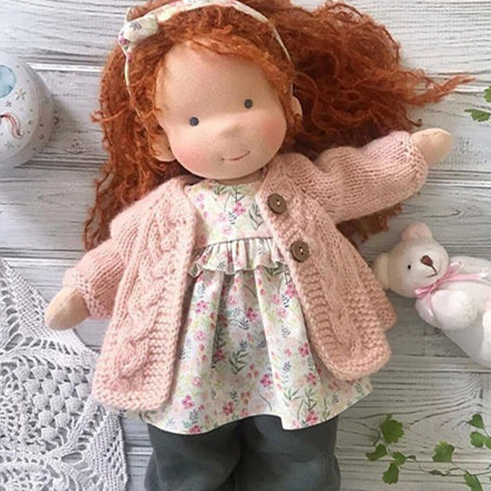 (  Pink) Handmade Waldorf Doll, 11 inch Knitted Plush Stuffed Toy Christmas Birthday Gift