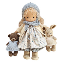 ( Blue) Handmade Waldorf Doll, 11 inch Knitted Plush Stuffed Toy Christmas Birthday Gift
