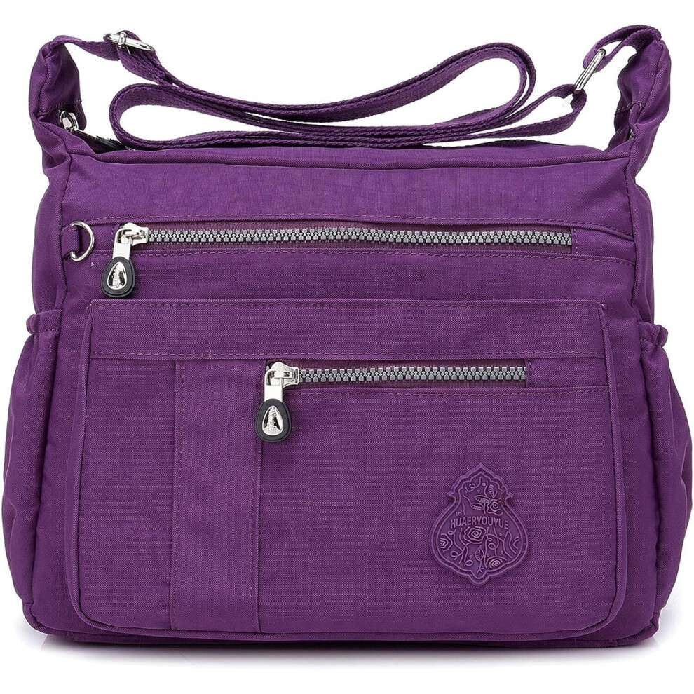 (Purple) Corduroy Tote Bag Small Satchel Bag for Women Crossbody Bag Purse with Zipper Casual Hobo Handbag