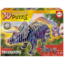 Puzzle 3D Triceratopo - EDUCA - 67 pezzi - Misto - A partire da 6 anni