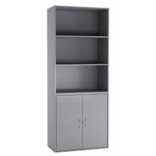 (Grey) Wide 3 Tier Book Shelf Deep Bookcase Storage Cabinet Dining Living Room Display