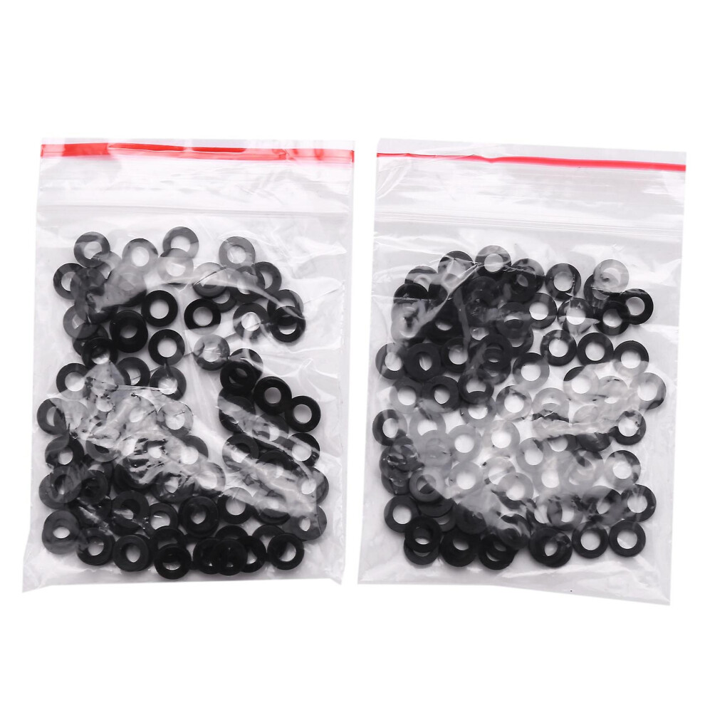 X 6Mm X 1Mm Nylon Flat Insulating Washers Gaskets Spacers 200Pcs Black