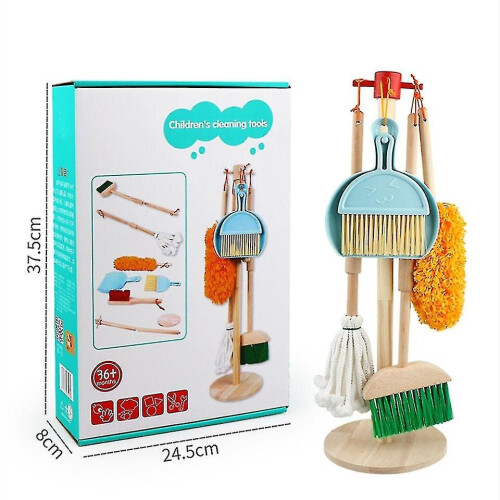 Wooden Detachable Toy Cleaning Set Kids Cleaning Toys 6 Piece Hanging Stand Play Kitchen Cleaning Tools For Kid Gift on OnBuy
