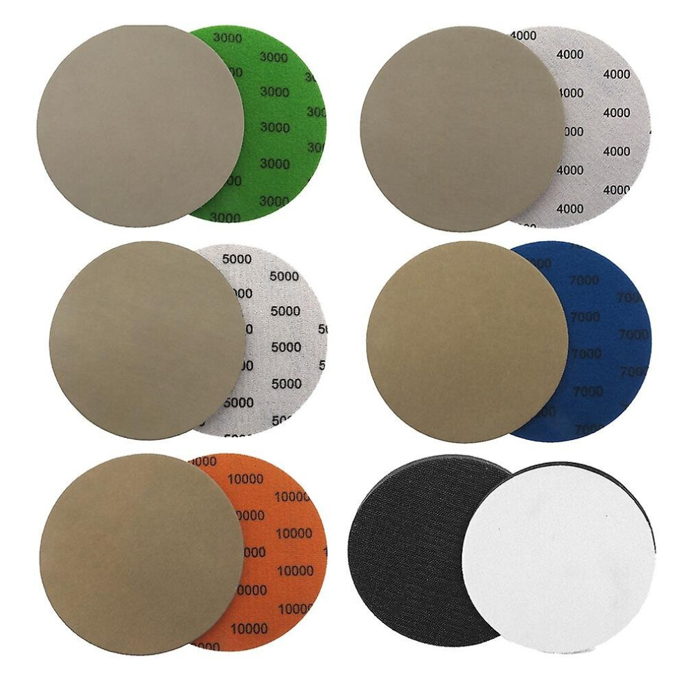 6 Inch 3000 4000 5000 7000 10000 Sandpaper Grinding Disc, With Interface Pad, 25 Pieces Of Dry And