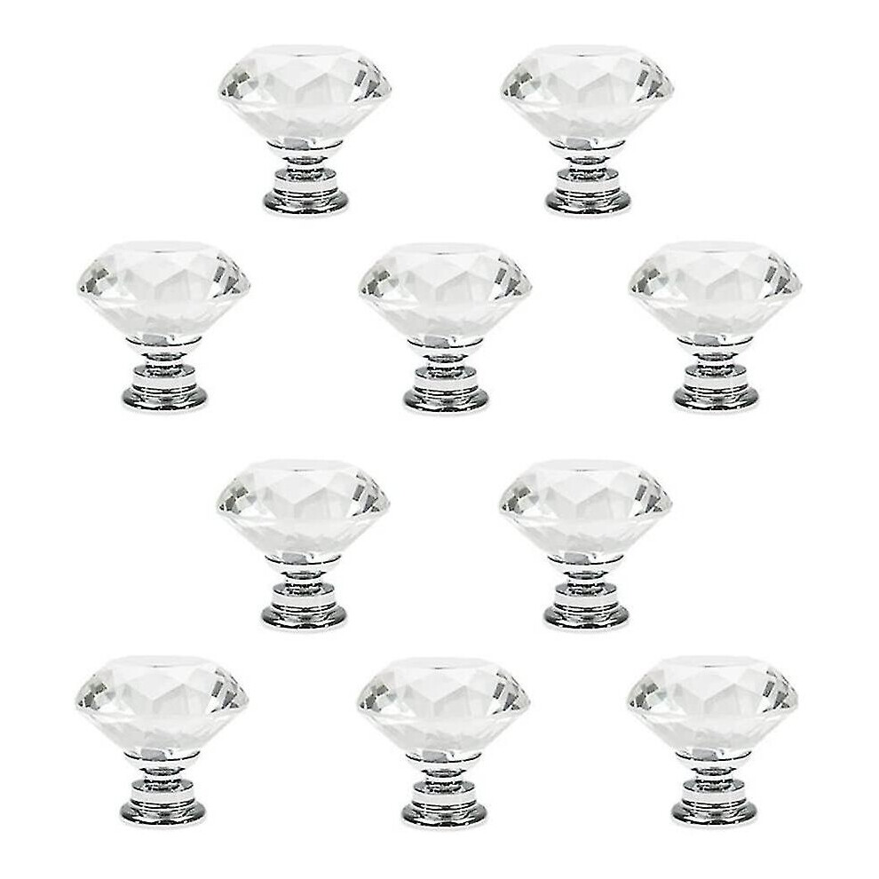 10 Pcs Crystal Glass Cabinet Knobs, Crystal Knobs, 30Mm Diamond Shape Pulls Handles For Drawer Kitchen Cabinets Dresser Cupboard Wardrobe 9172662237764