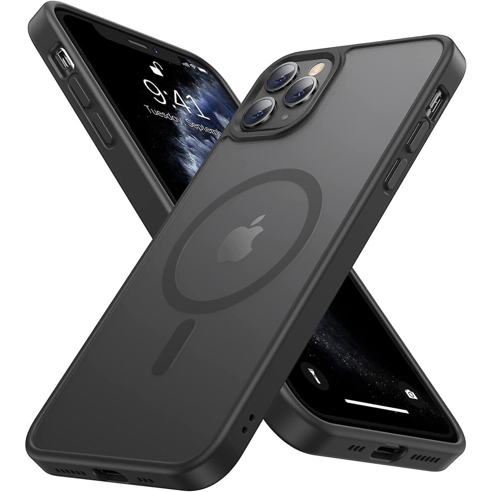 Strong Magnetic Case For Iphone 11 Pro[Compatibilty With Magsafe] Protective Shockproof Cover Phone Case For Iphone 11 Pro 5.8" (Black) Black
