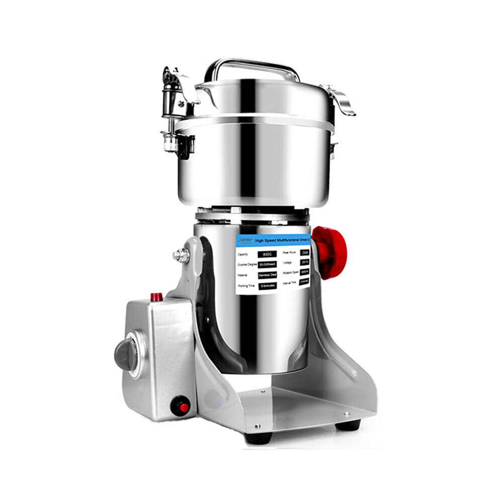 (US Plug) 800A 2500W 800g Electric Grains Spices Cereal Dry Food Grinder Mill Grinding Machine Stainless Steel Blender