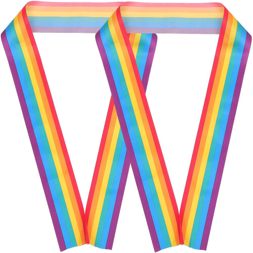 2pcs Rainbow Sash Lgbt Sash Rainbow Shoulder Strap Party Sash Clothing Accessory 1