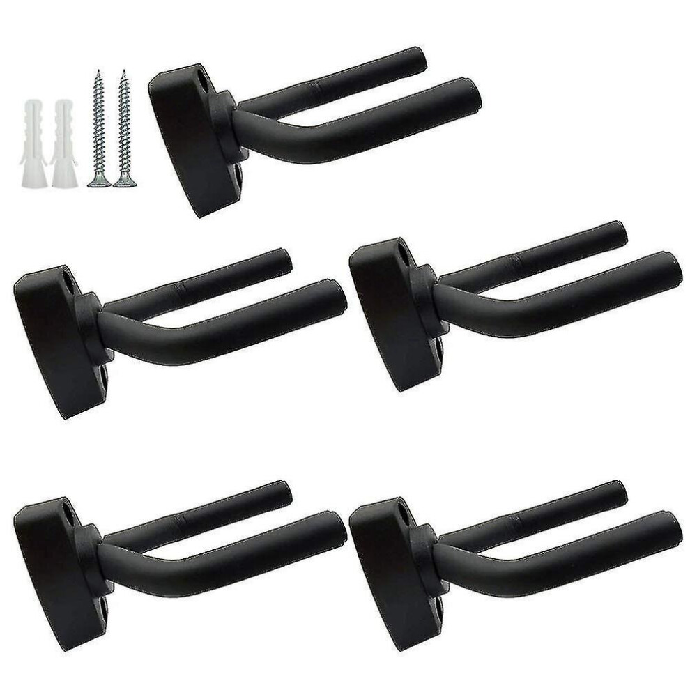5 Pack Black Guitar Hanger Holder Wall Mount Display With Screws Fits Guitars