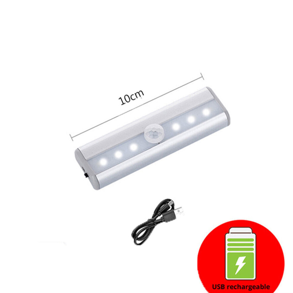 (Warm Light, 100mm) LED Night Light Motion Sensor Cabinet Lamp USB Rechargeable Closet Night Lamps for Wardrobe Kitchen Bedroom Step Lighting