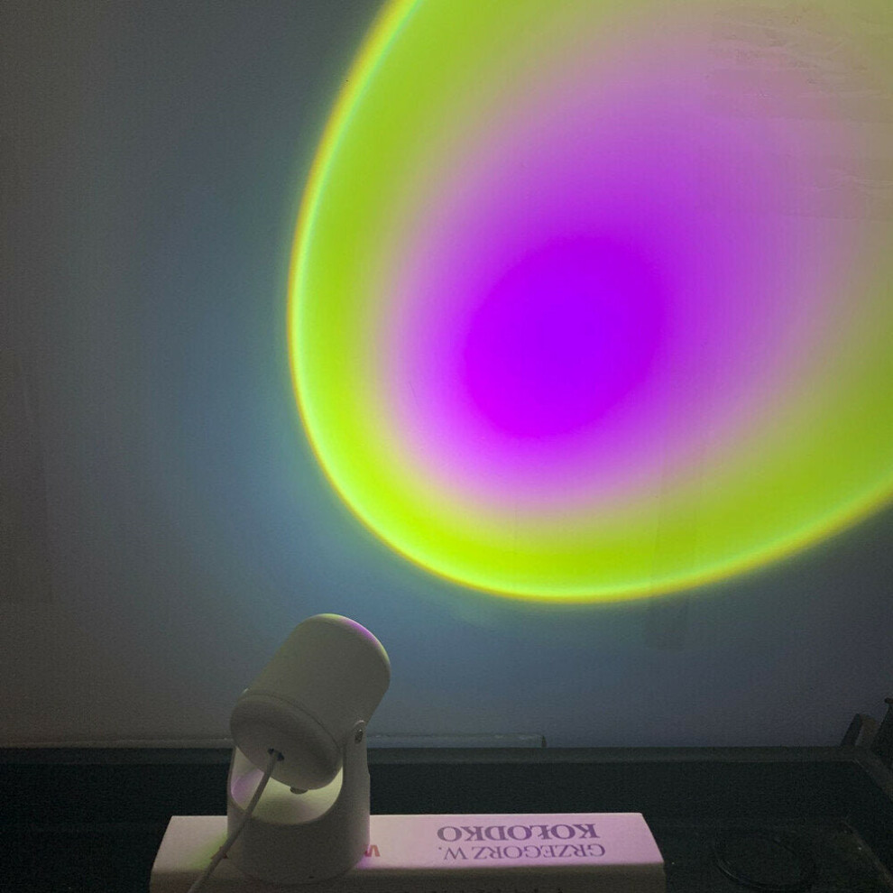 (Type C) Sunset Projector Lamp Rainbow Atmosphere Led Night Light for Home Bedroom Coffee Shop Background Wall Decoration USB Table Lamp