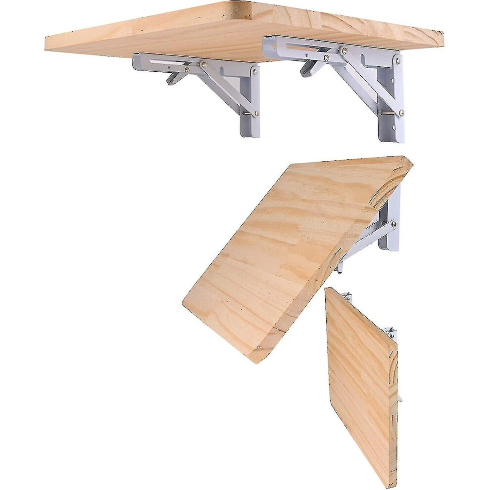 2 Pcs 12In Folding Shelf Brackets - Heavy Duty Metal Foldable Triangular Shelf Brackets, Diy Wall Mounted Folding Table Hinge 9172662308174