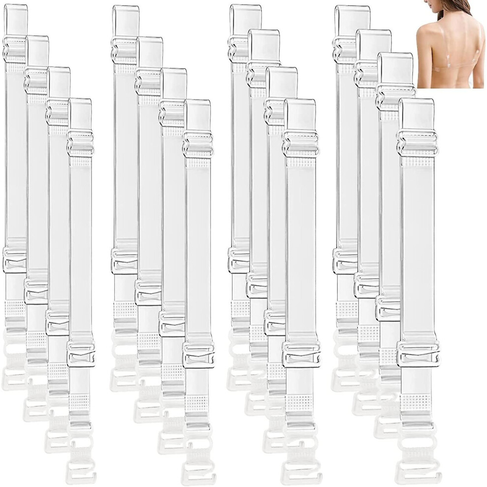 8 Pairs Transparent Bra Straps, Invisible Adjustable Transparent Straps, Transparent Non-slip Silicone Bra Straps, Reusable Replacement Bra Straps