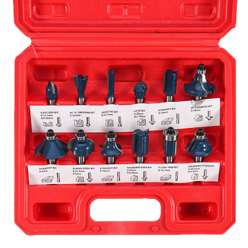 (12pcs) 12/15Pcs 1/4 Inch Shank Router Bit Set Woodworking 6.35mm Shank Drill Bits For Trimming Engraving Machine